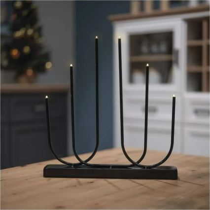 Castiçal LED de Natal 6xLED/2xAA preto