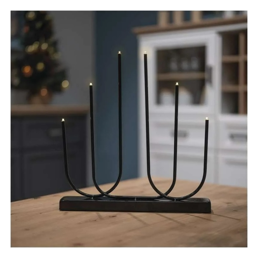 Castiçal LED de Natal 6xLED/2xAA preto