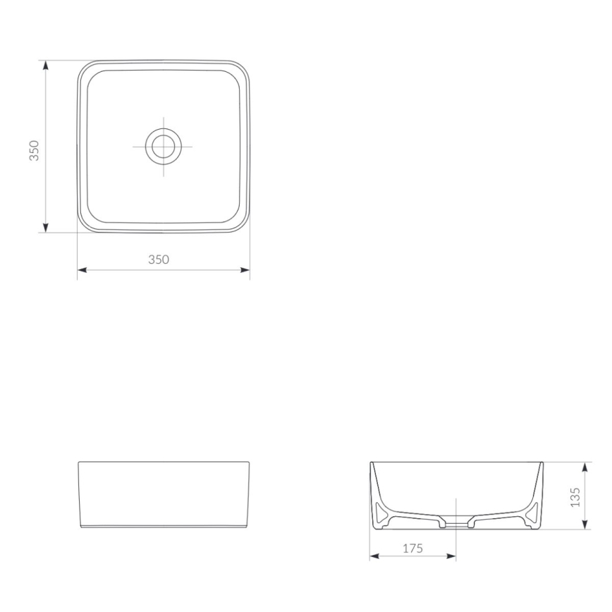 Cersanit K114-007-ECO - Lavatório de bancada CREA 35x35 cm cerâmica/branco brilhante