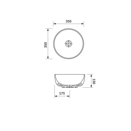 Cersanit K116-047-ECO - Lavatório de bancada MODUO Ø 35 cm cerâmica/branco brilhante