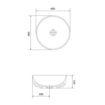 Cersanit K116-048 - Lavatório de bancada MODUO diâmetro 40 cm cerâmica/branco brilhante