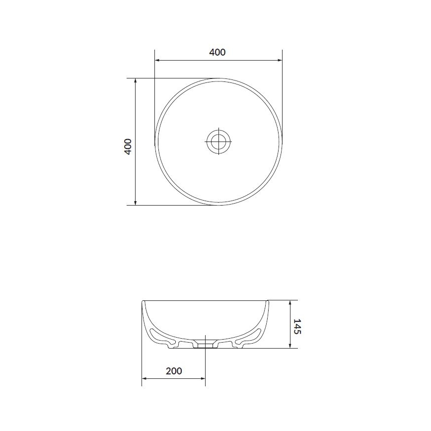 Cersanit K116-048 - Lavatório de bancada MODUO diâmetro 40 cm cerâmica/branco brilhante