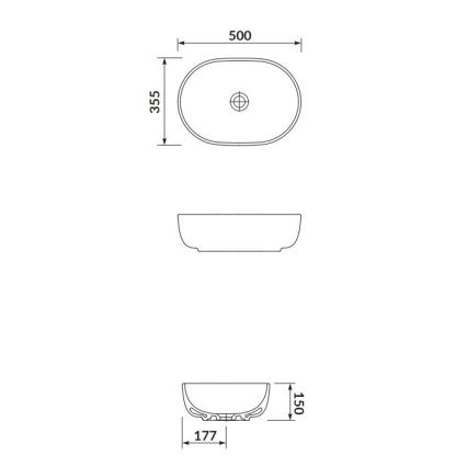 Cersanit K116-049 - Lavatório de bancada MODUO 35,5x50 cm cerâmica/branco brilhante