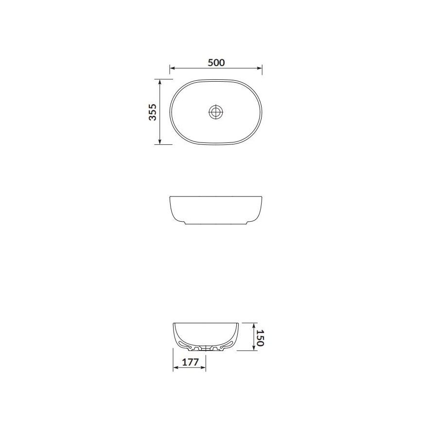 Cersanit K116-049 - Lavatório de bancada MODUO 35,5x50 cm cerâmica/branco brilhante