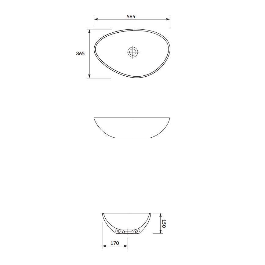 Cersanit K116-052 - Lavatório de bancada MODUO 36,5x56,5 cm cerâmica/branco brilhante