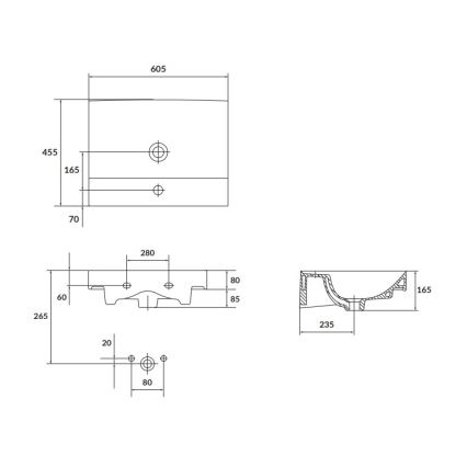 Cersanit K120-009 - Lavatório encastrado LARGA 45,5x60,5 cm cerâmica/branco brilhante