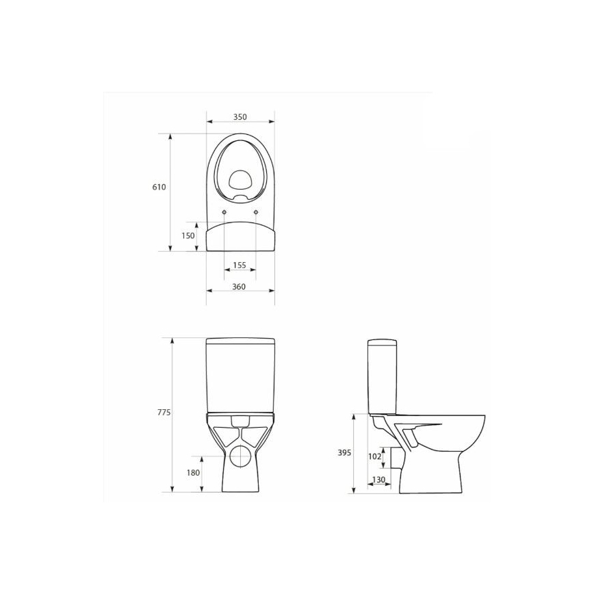 Cersanit K27-062 - Sanita de chão PARVA cerâmica/branca
