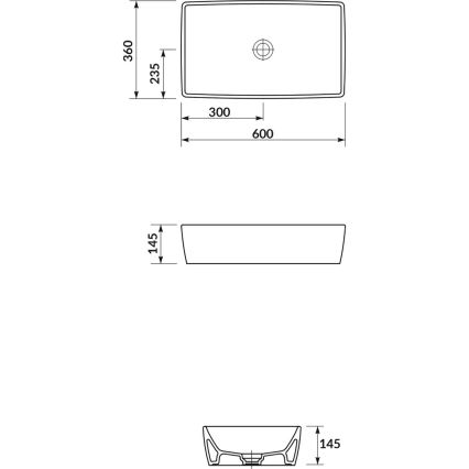 Cersanit K35-047-ECO - Lavatório de bancada CITY 36x60 cm, cerâmica, branco brilhante