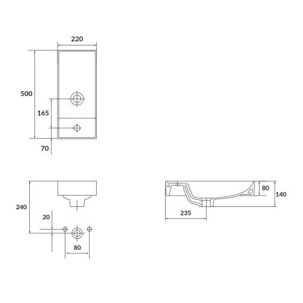 Cersanit K677-005 - Lavatório de encostar LARGA 22x50 cm cerâmica/branco brilhante