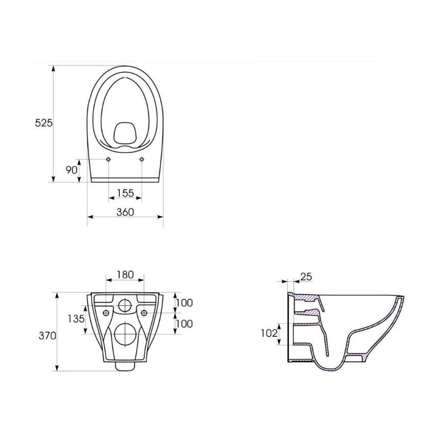 Cersanit K701-147 - Sanita suspensa com assento SAVIO em cerâmica, branco