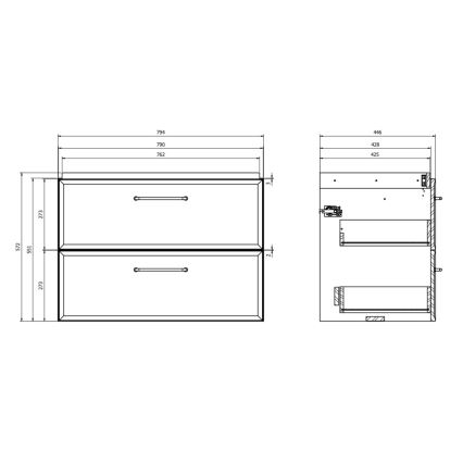 Cersanit S1017-003 - Móvel suspenso para lavatório MILLE 80x55x45 cm, preto