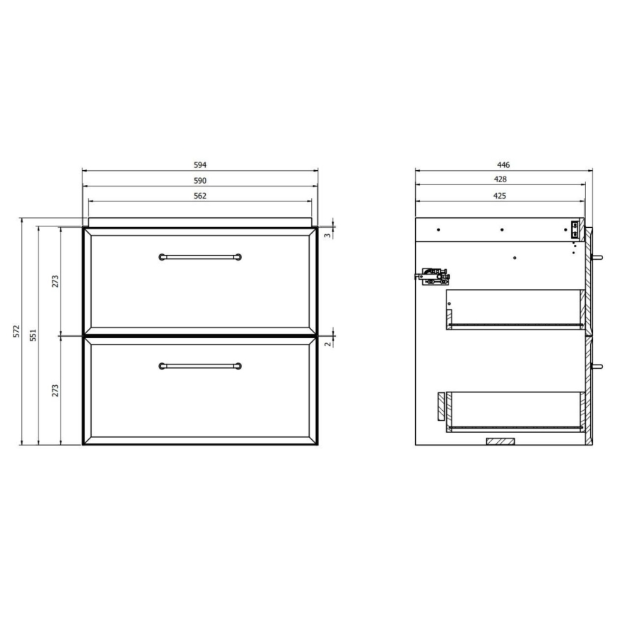 Cersanit S1021-002 - Armário de casa de banho suspenso para lavatório MILLE 60x45 cm preto
