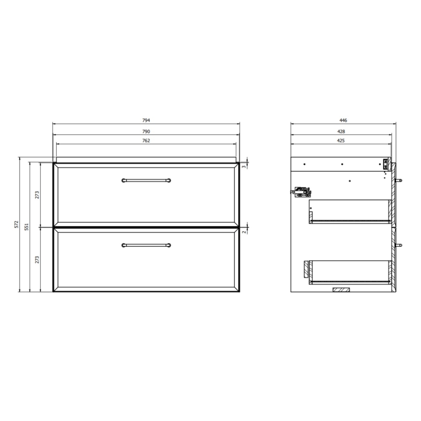 Cersanit S1021-004 - Móvel suspenso MILLE para lavatório 80x55x45 cm branco