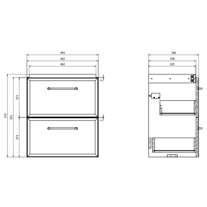Cersanit S1021-006 - Armário suspenso sob o lavatório MILLE SLIM 50x35 cm preto