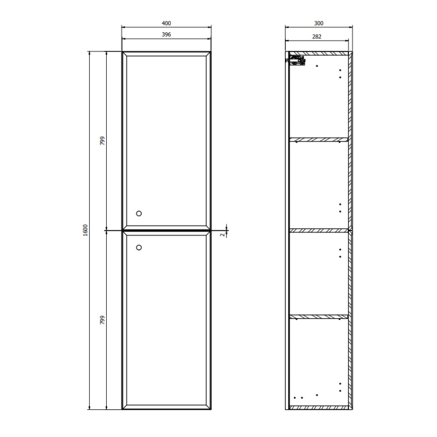 Cersanit S1021-010 - Armário suspenso para casa de banho MILLE 160x40 cm branco mate