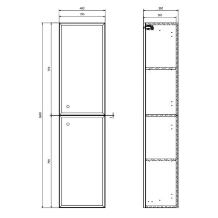 Cersanit S1021-010 - Móvel suspenso para casa de banho MILLE 40x160x30 cm branco mate