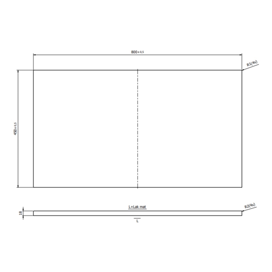 Cersanit S1021-014 - Tampo superior para móveis de lavatório MILLE 80x45 cm preto