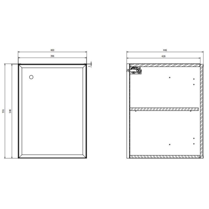 Cersanit S1022-004 - Móvel suspenso para casa de banho MILLE 40x45 cm branco mate