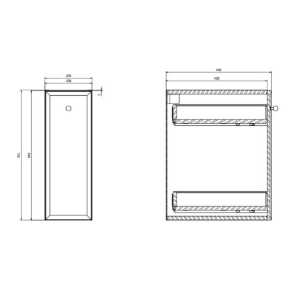 Cersanit S1022-007 - Armário suspenso de casa de banho MILLE 20x45 cm preto mate