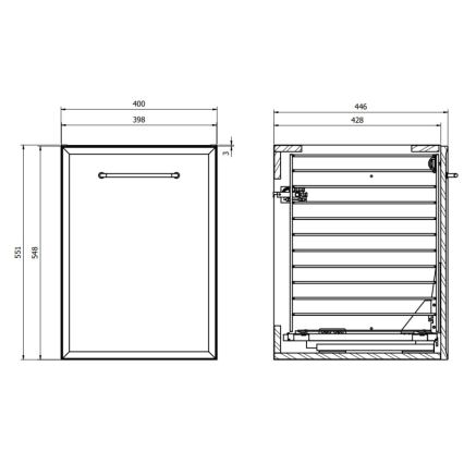 Cersanit S1022-010 - Armário suspenso para casa de banho com cesto para roupa MILLE 40x45 cm verde-menta