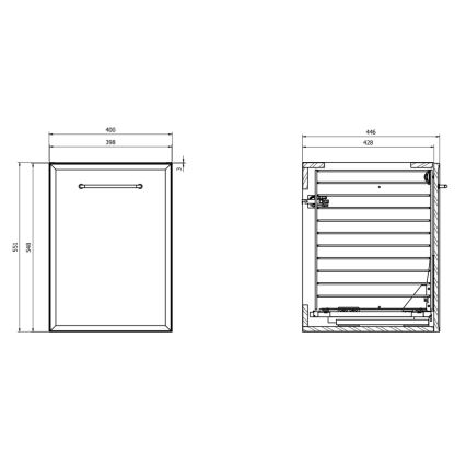 Cersanit S1022-011 - Armário suspenso para casa de banho MILLE com cesto para roupa, 40x55x45 cm, branco