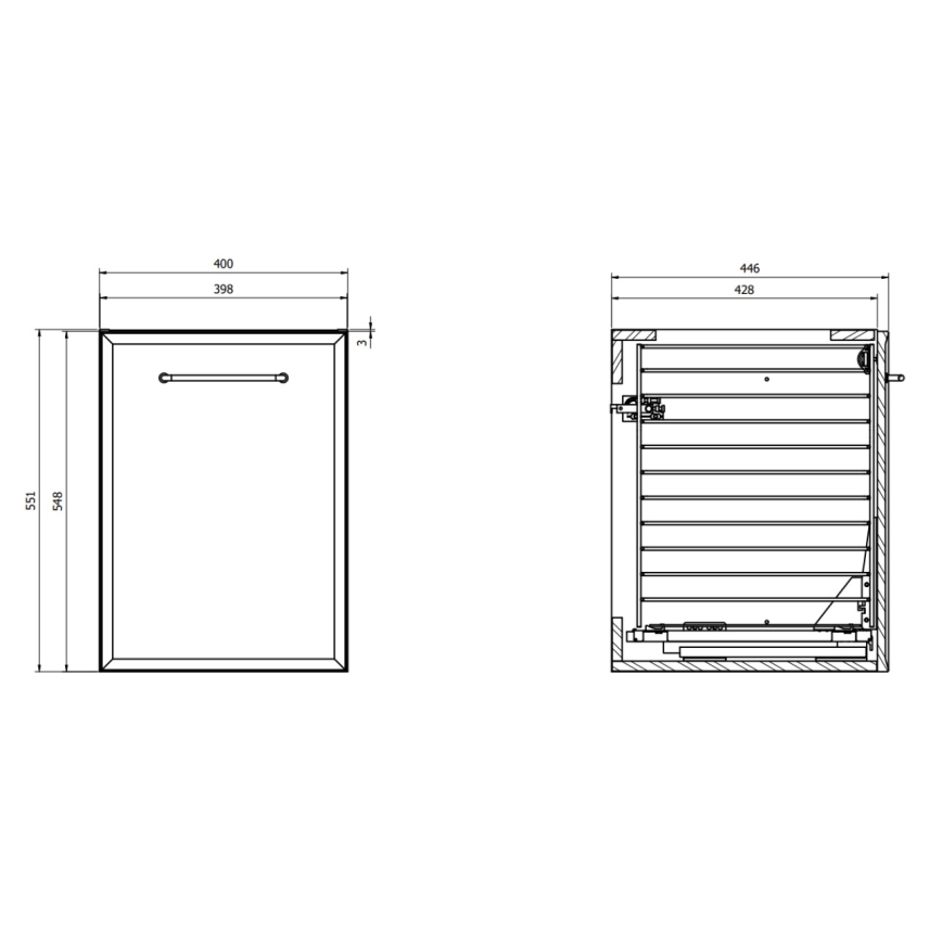 Cersanit S1022-011 - Armário suspenso para casa de banho MILLE com cesto para roupa, 40x55x45 cm, branco