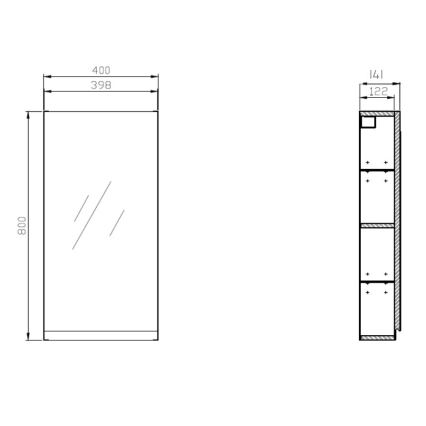 Cersanit S590-030 - Armário de banheiro com espelho MODUO 80x40 cm