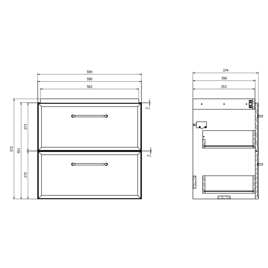 Cersanit S590-100 - Móvel suspenso para lavatório MILLE SLIM 60x38 cm preto