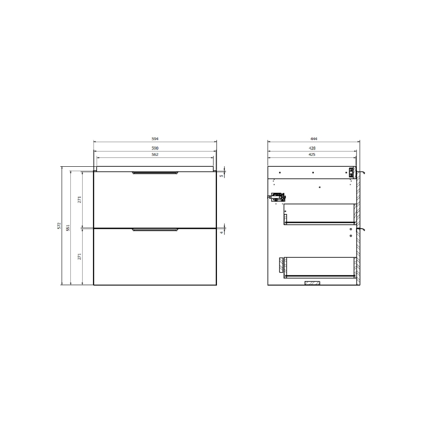 Cersanit S598-045-DSM - Móvel suspenso para lavatório MALIKA 60x45 cm carvalho