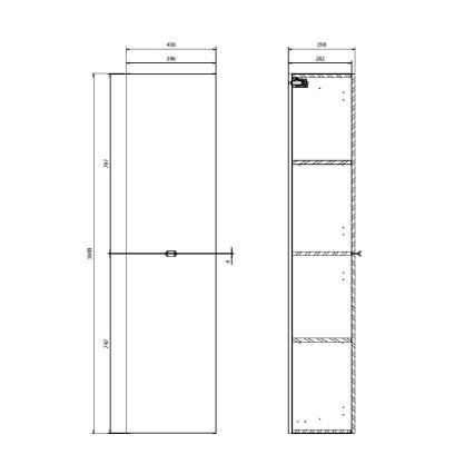 Cersanit S598-050-DSM - Armário suspenso para casa de banho MALIKA 160x40 cm branco lacado brilhante