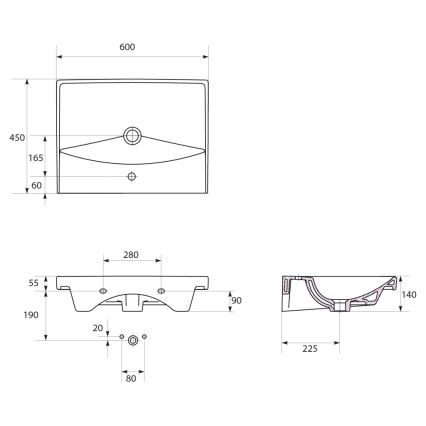 Cersanit S801-142-DSM - Móvel suspenso de casa de banho com lavatório LARA CITY 60 x 45 cm branco