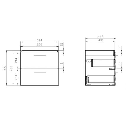 Cersanit S801-147-DSM - Móvel de casa de banho suspenso com lavatório LARA 60x45 cm branco