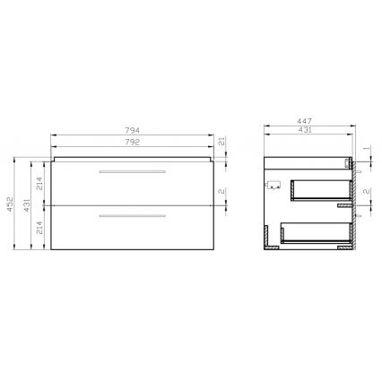 Cersanit S801-149-DSM - Móvel suspenso de casa de banho com lavatório LARA 80x46x45 cm branco