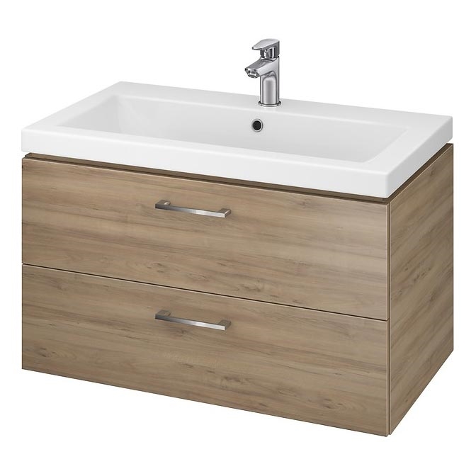Cersanit S801-154-DSM - Móvel suspenso para casa de banho com lavatório LARA 80x46x45 cm nogueira