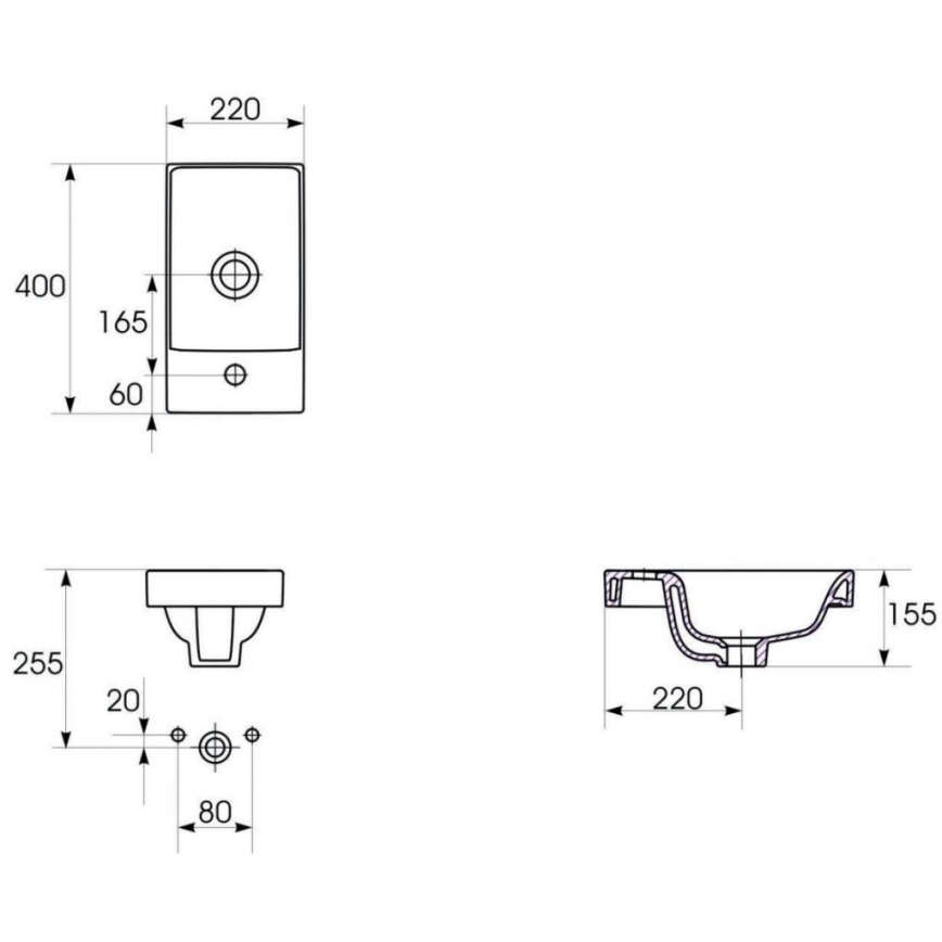 Cersanit S801-218-DSM - Móvel de casa de banho suspenso com lavatório MODUO SLIM 40x22 cm branco brilhante