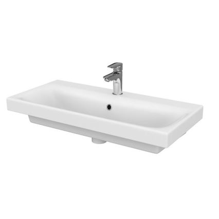 Cersanit S801-221-DSM - Móvel de casa de banho suspenso com lavatório MODUO 80x45 cm, branco brilhante