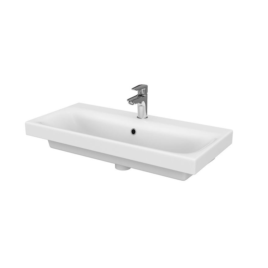 Cersanit S801-221-DSM - Móvel de casa de banho suspenso com lavatório MODUO 80x45 cm, branco brilhante