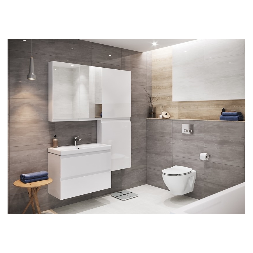 Cersanit S801-221-DSM - Móvel suspenso para casa de banho MODUO 80x62x45 cm com lavatório, branco brilhante