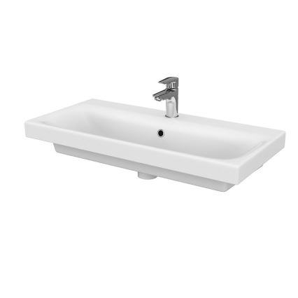 Cersanit S801-225-DSM - Móvel suspenso de casa de banho com lavatório MODUO SLIM 80x38 cm branco brilhante
