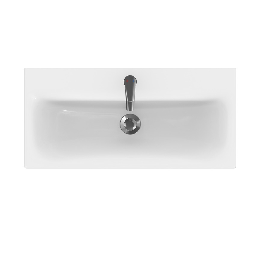 Cersanit S801-225-DSM - Móvel suspenso de casa de banho com lavatório MODUO SLIM 80x38 cm branco brilhante