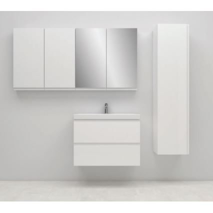 Cersanit S801-225-DSM - Móvel de casa de banho suspenso com lavatório MODUO SLIM 80x57x38 cm branco brilhante
