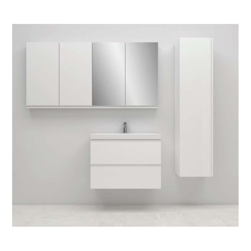Cersanit S801-225-DSM - Móvel de casa de banho suspenso com lavatório MODUO SLIM 80x57x38 cm branco brilhante
