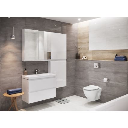 Cersanit S801-225-DSM - Móvel de casa de banho suspenso com lavatório MODUO SLIM 80x57x38 cm branco brilhante