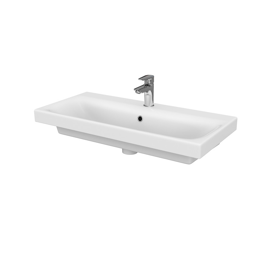 Cersanit S801-225-DSM - Móvel de casa de banho suspenso com lavatório MODUO SLIM 80x57x38 cm branco brilhante