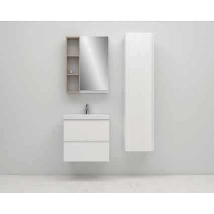 Cersanit S801-227-DSM - Móvel de casa de banho suspenso com lavatório MODUO SLIM 60x57x38 cm branco brilhante