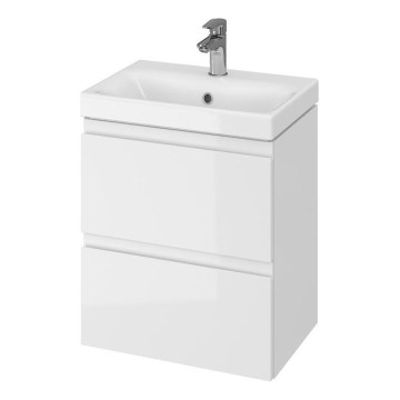 Cersanit S801-229-DSM - Móvel de casa de banho suspenso com lavatório MODUO SLIM 50x62x35 cm branco brilhante