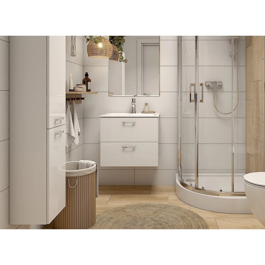 Cersanit S801-309-DSM - Móvel de casa de banho suspenso com lavatório NIKO 60x45 cm branco