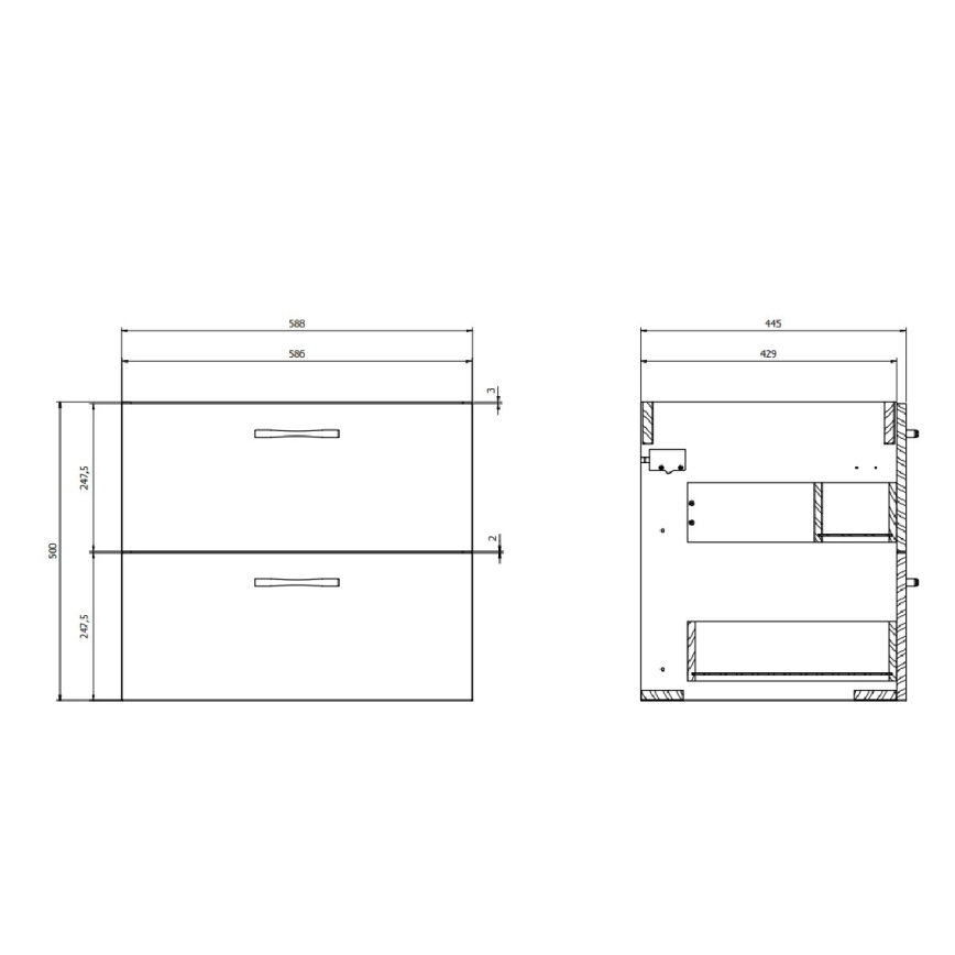 Cersanit S801-309-DSM - Móvel de casa de banho suspenso com lavatório NIKO 60x45 cm branco