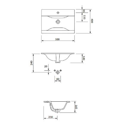 Cersanit S801-456 - Móvel suspenso de casa de banho com lavatório NIKO 50x40 cm, branco