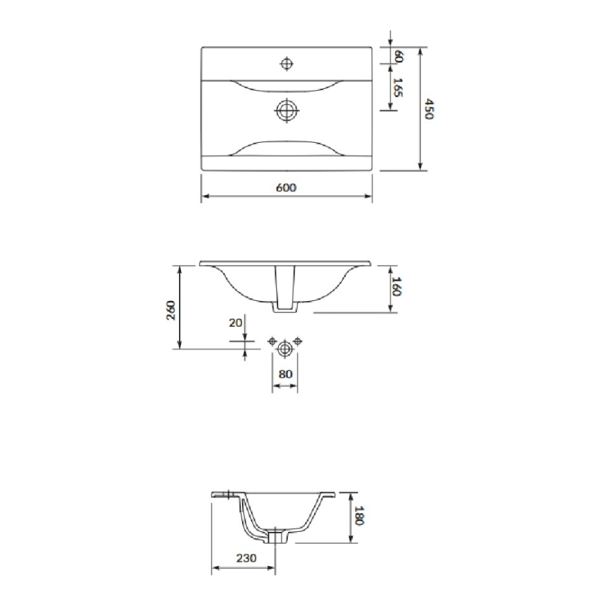 Cersanit S801-457 - Móvel de casa de banho suspenso com lavatório NIKO 60x45 cm nogueira